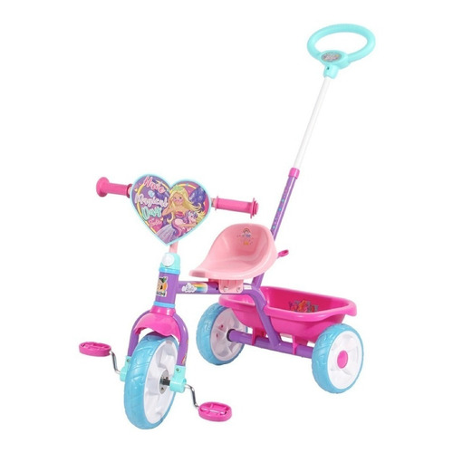 Triciclo Apache Barbie Con Cajuela Y Barra De Empuje En Gr Color Rosa