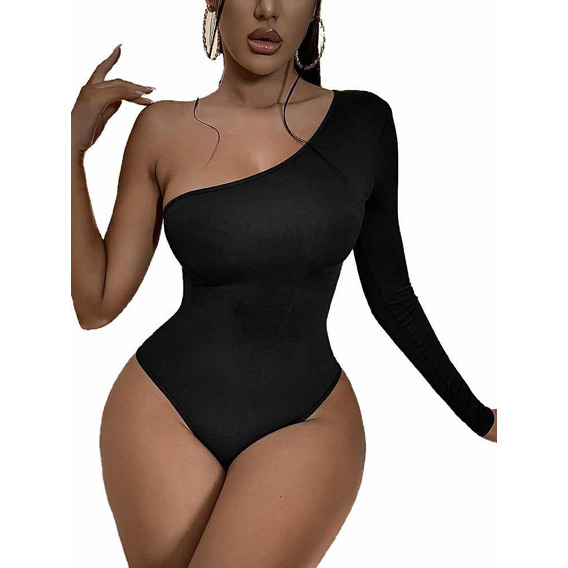 Bodysuit Mujer Un Solo Hombro Manga Larga Body Dama Sexy