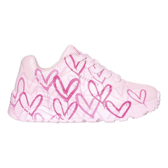 Tenis Skechers Uno Rosa Corazones Comodo Ligero 314065