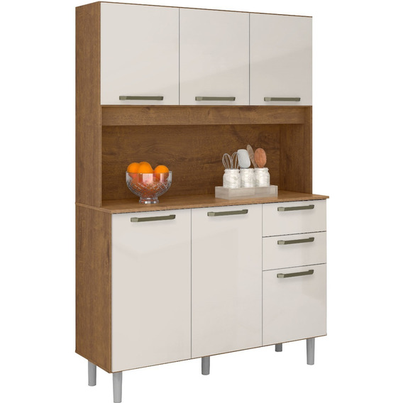 Alacena Armario Aparador Cocina 120 Cm Largo 174 Cm Alto Pop Color Natura/Off white