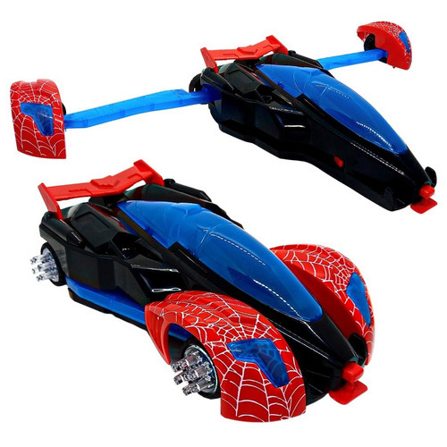 Auto Nave Hombre Araña Luces Sonido Transformer Color Negro Personaje Spiderman