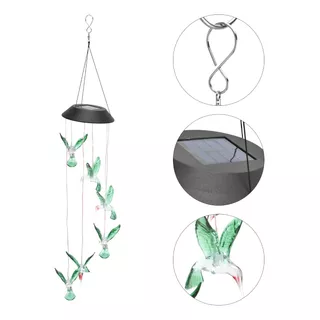 Campana De Viento De Colibríes Con Luz Led Solar P/regalo