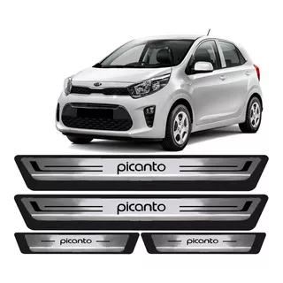 Kit Soleira Proteção Porta Inox + Adesivo Poroso Kia Picanto