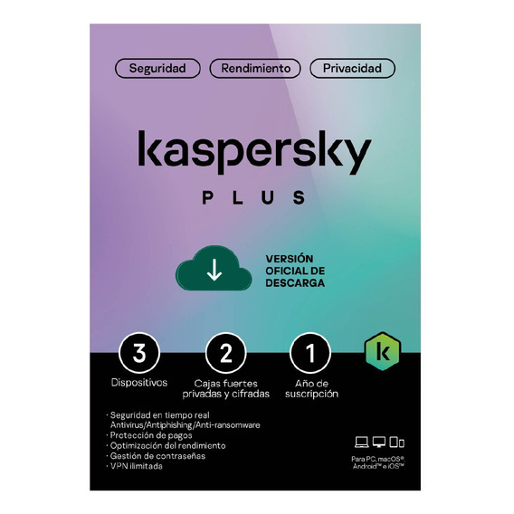 Kaspersky Antivirus Plus 3 Dispositivos Por 1 Año