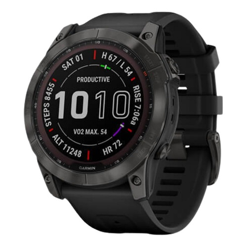 Reloj Smartwatch Fenix 7x Zafiro Solar Titanio Dlc Garmin Color de la caja Negro Color de la malla Negro Color del bisel Carbon gray