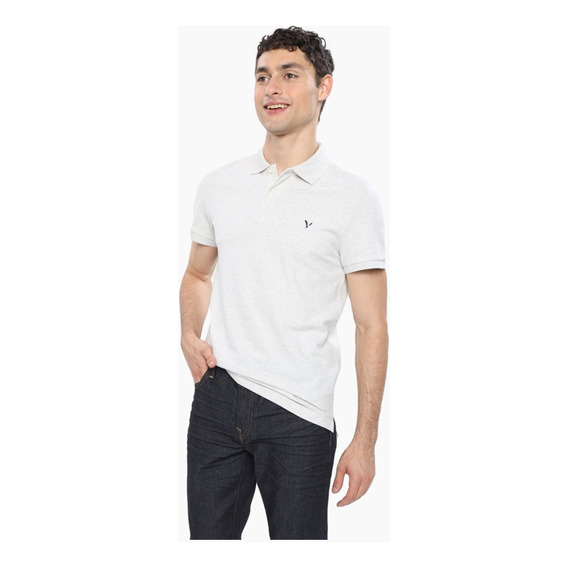 Playera Polo De Piqué Slim Fit Flex American Eagle Oatmeal H