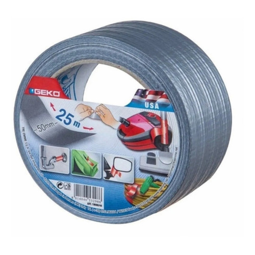 Cinta Duct Tape Multiproposito Geko 50 X 10mt Color Plateado