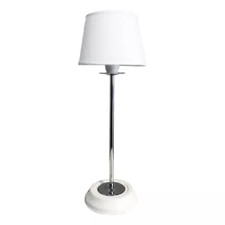 Lampara De Mesa Velador Moderna Negro Blanco C/ Cromo 210 V