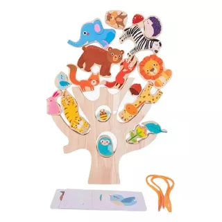 Juego Didáctico Balance Madera -equilibrio Árbol De Animales