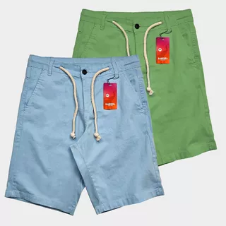 Kit Com 2 Bermudas Masculinas Brim Sarja Originais Bamborra