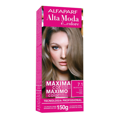 Kit Tintura Alfaparf  Alta moda é colore Pigmentos micronizados concentrados tono 7.1 rubio medio ceniza para cabello