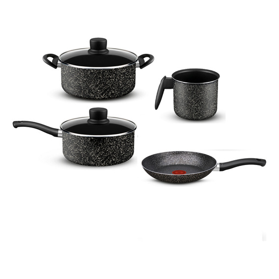 Set 6 Piezas Stone Effect Tefal L2z1g5b81 Color Negro