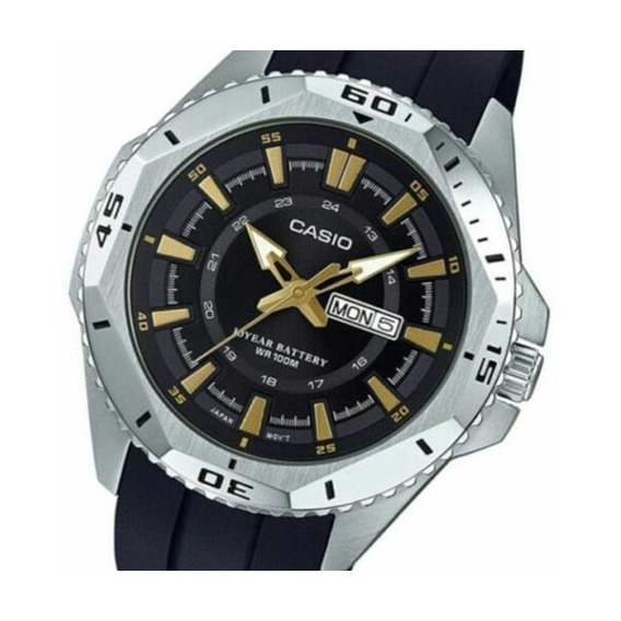 Reloj Para Unisex Casio Mtd-1085-1av Negro Color del bisel Plateado