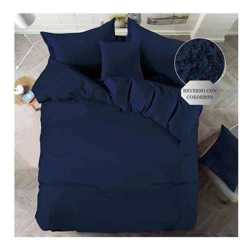 Acolchado Mantra Winter queen diseño liso color azul marino de 220cm x 240cm