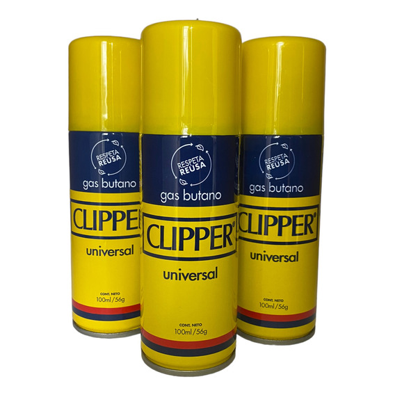 Gas Butano Clipper De 100 Ml Pack 3x