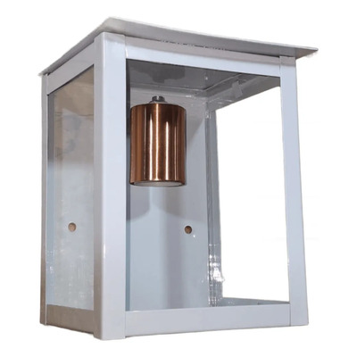 Farol Recto Exterior Hierro Negro Trans Apto Led 15x19 Cm Blanco - Cobre