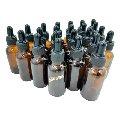 100 Goteros 30ml Vidrio Ámbar, Tapa Negra Rayada/negro