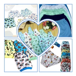 Kit 15 Peças: 5 Regatas+ 5 Shorts+ 5 Cuecas Ou Calcinhas