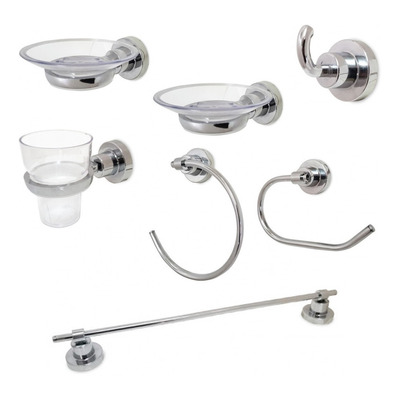 Set Kit Juego Accesorios Para Baño 7 Piezas Bronce Cromado