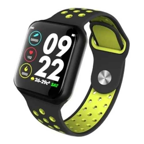 Reloj inteligente F8 para colocar fotos, fitness, pulsera verde, color negro con verde
