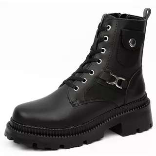 Bota Botin Mujer Combat Negro Late Models 3709