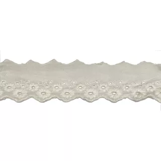 Puntilla Broderie De 5cm, Flores, Blanco X 15 Yardas