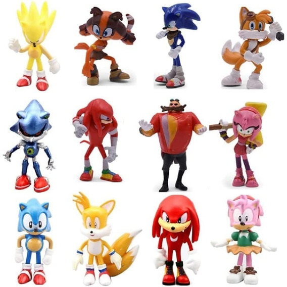 Figuras De Juguete De Sonic C/tails, Knuckles Y Más, 12 Pzas