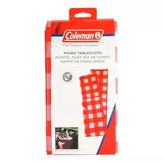 Mantel Picnic + 6 Pinzas Acero Campismo Jardin Mesa Coleman Color Rojo Con Blanco Geométrico