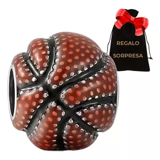 Regalo Charm Compatible Balón Basquetbol Deportes Plata S925
