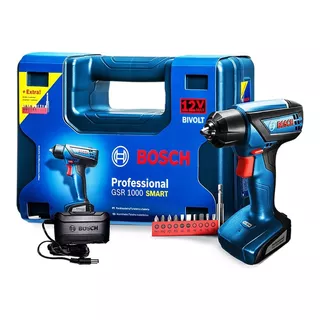 Furadeira Parafusadeira Sem Fio De 6mm Bosch Gsr 1000 12v + Acessório Com Maleta De Transporte 220v 50hz