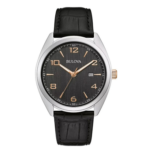 Reloj Bulova Classic 98b367 Original Para Hombre E-watch Color de la correa Negro Color del bisel Plateado Color del fondo Negro