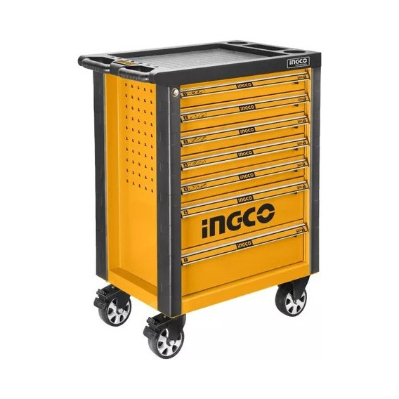 Gabinete Carro Taller Metal (vacio) Ingco Pf Color Naranja / Negro