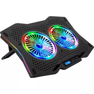 Suporte Gamer Rgb 2 Cooler Fans P/ Notebook Com Nf