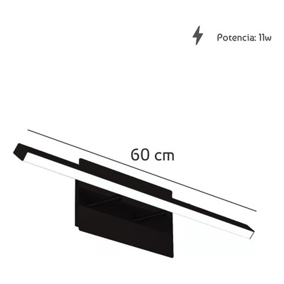 Aplique Pared Interior Led Cuadros Baño Wall Negro Movil