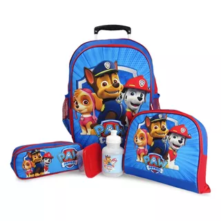 Kit Mochila Escolar Infantil Patrulha Canina Rodinhas Tam G 