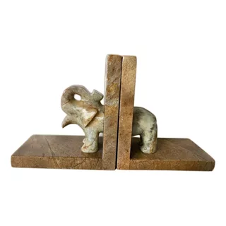 Porta Livro Envernizado De Pedra Sabão Modelo Elefante