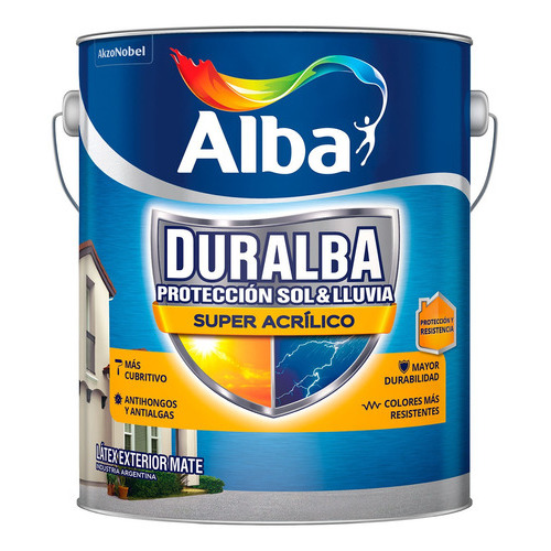 Duralba Latex Exterior Acrilico Antialga 4lt Colores Rex Color Gris Cemento