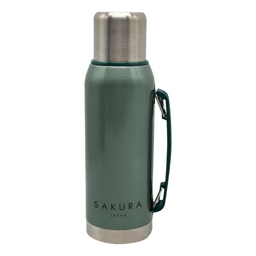 Termo Sakura Clasico Acero Inoxidable Verde Mate Camping 1l Color Verde oscuro