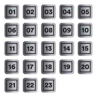 23 Placas Número Porta Apartamento 2x2 Em Inox Impressão Uv