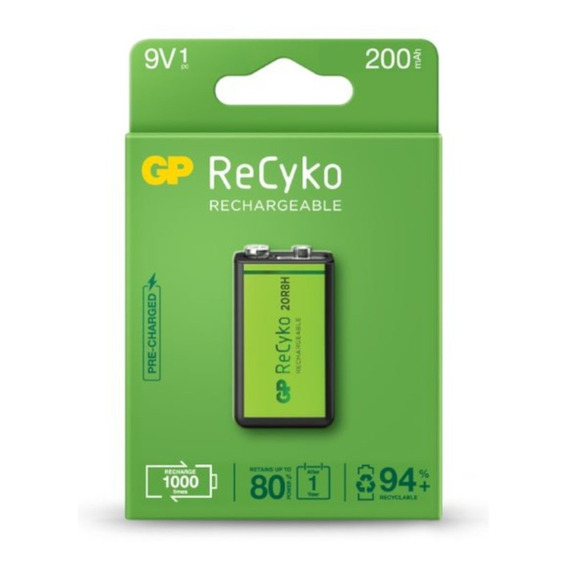 Pilas Recargable Tamaño 9v Cuadrada Gp 1 Pieza 200 Mah Nimh