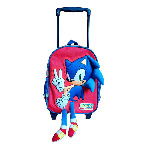 Mochila Carro 3d Con Patitas Sonic 30x23x9 Cm