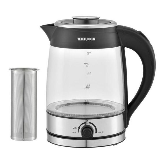 Hervidor Eléctrico Telefunken TF Pe800 Jarra Vidrio 1.8lt Mate Cafe Color Transparente/negro/plateado