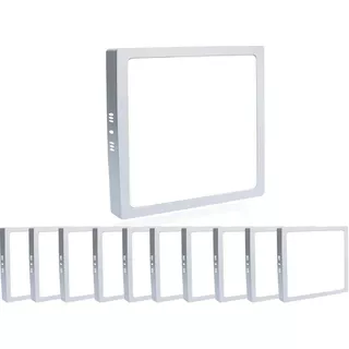 Kit 5 Painel Plafon Led 18w Quadrado Sobrepor Branco Quente