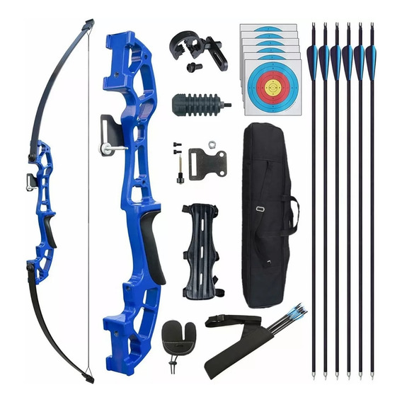 Kit Arco Recurvo Deportivo Flechas Y Accesorios Para Adultos