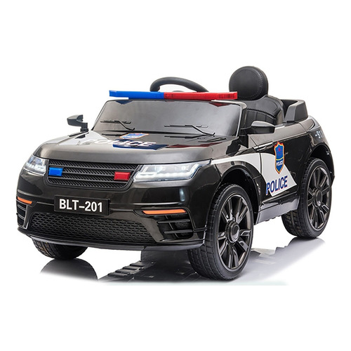 Carro Moto Electrico Niños Land Rover Llanta Caucho Police Color Negro