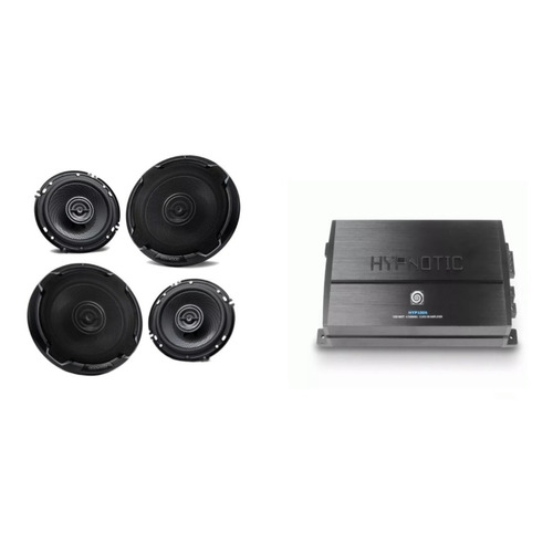 Paquete Amplificador 4ch Hypnotic+4 Bocinas Kenwood 6.5 Color Negro