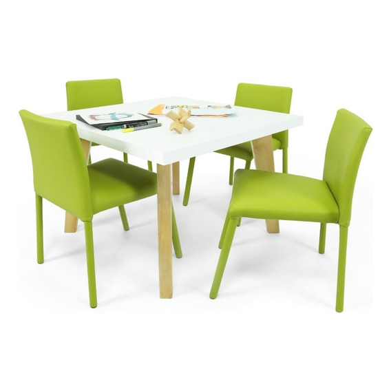 Set Comedor Infantil Lugo En Cuero Color Verde