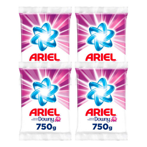4 Pack Ariel Detergente En Polvo Ropa Con Downy 750 Grs