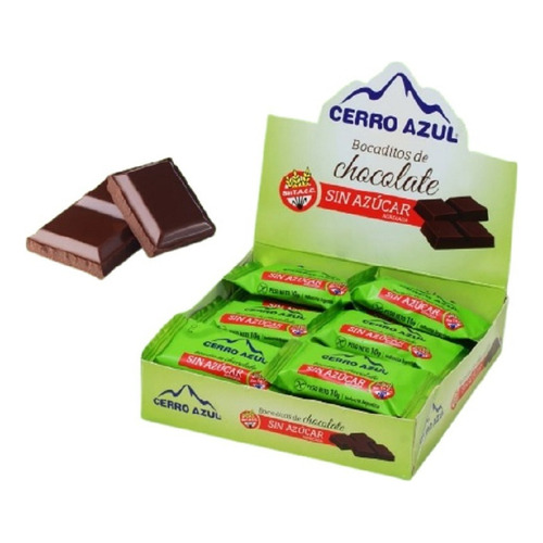 Caja 16 Bocaditos Chocolate Sin Azucar S/ Tacc Cerro Azul Dw