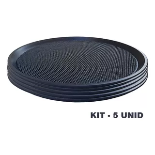 Kit 5 Bandejas 40cm Emborrachada P/ Garçom Antiderrapante Preta